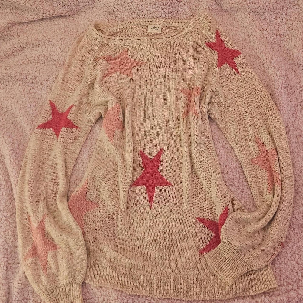 Star Patterned Beige Sweater